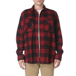 Mens Fleece Shirt Long Sleeve Heavyweight Brushed Button Up Warm Outdoor Top
